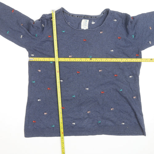 Mantaray Women Blue Embroidered Umbrella Cotton Jumper Size 20