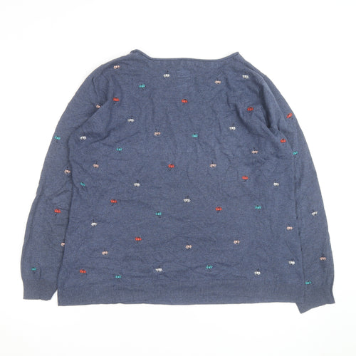 Mantaray Women Blue Embroidered Umbrella Cotton Jumper Size 20