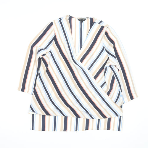 New Look Women’s Multicoloured Striped Wrap Blouse Size 10