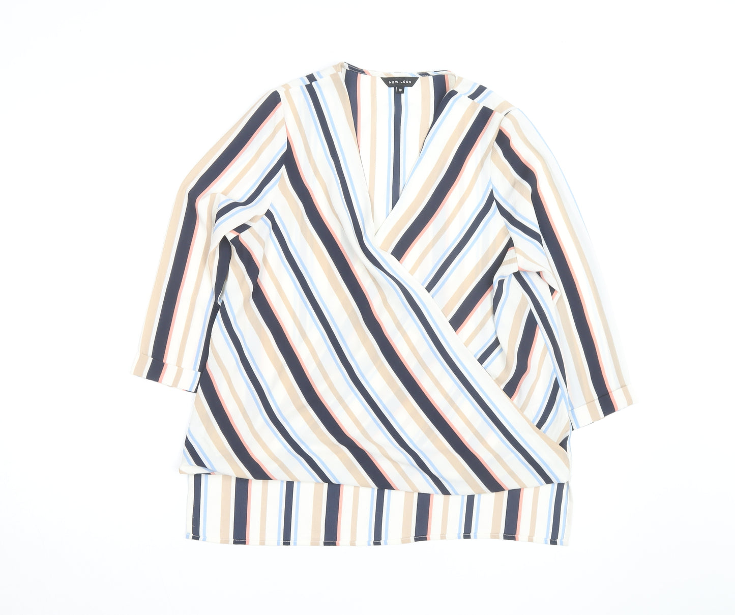 New Look Women’s Multicoloured Striped Wrap Blouse Size 10