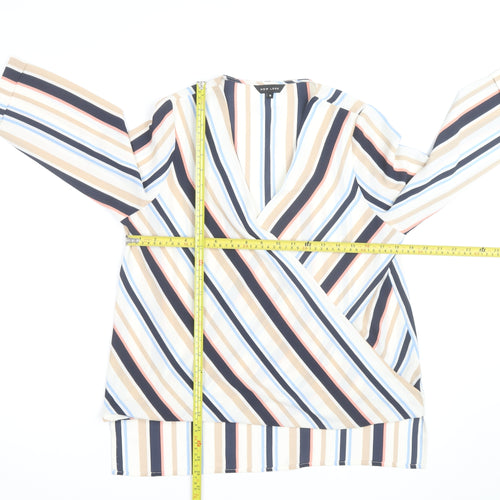 New Look Women’s Multicoloured Striped Wrap Blouse Size 10