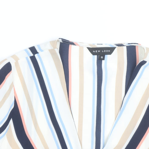 New Look Women’s Multicoloured Striped Wrap Blouse Size 10