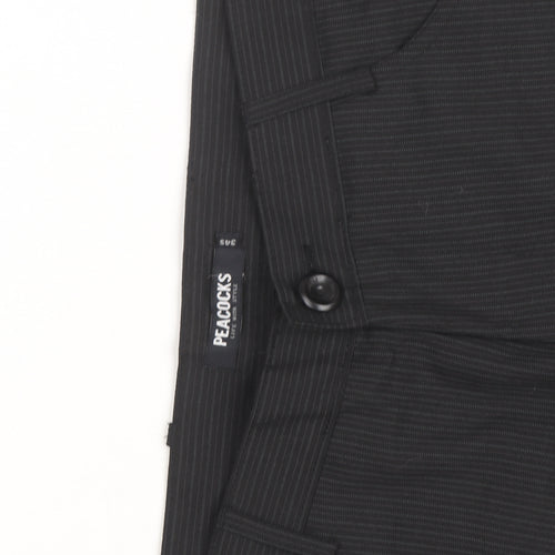 Peacocks Men's Black Pinstripe Chino Trousers Size S Regular Fit