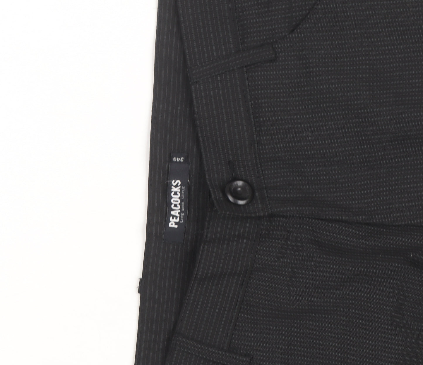 Peacocks Men's Black Pinstripe Chino Trousers Size S Regular Fit