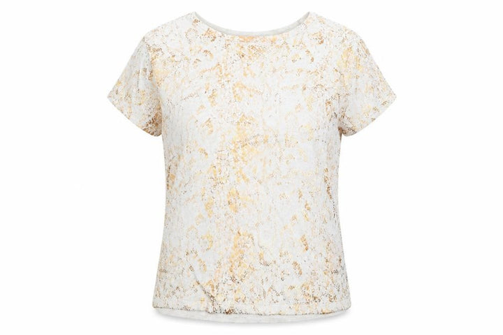 Monsoon Women’s Beige Metallic Animal Print Short Sleeve Jumper M