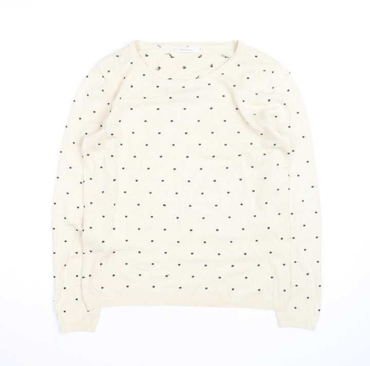 Lamorena Men Beige Polka Dot Lightweight Crew Neck Jumper Size L
