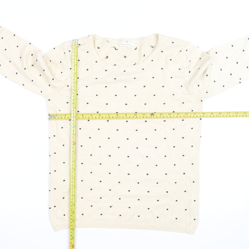 Lamorena Men Beige Polka Dot Lightweight Crew Neck Jumper Size L