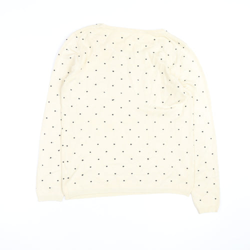 Lamorena Men Beige Polka Dot Lightweight Crew Neck Jumper Size L