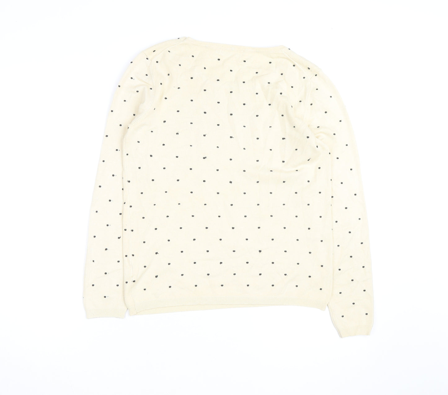Lamorena Men Beige Polka Dot Lightweight Crew Neck Jumper Size L