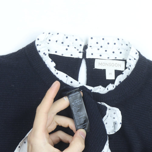Monsoon Women's Black Crew Neck Knit Jumper M Classic Workwear
