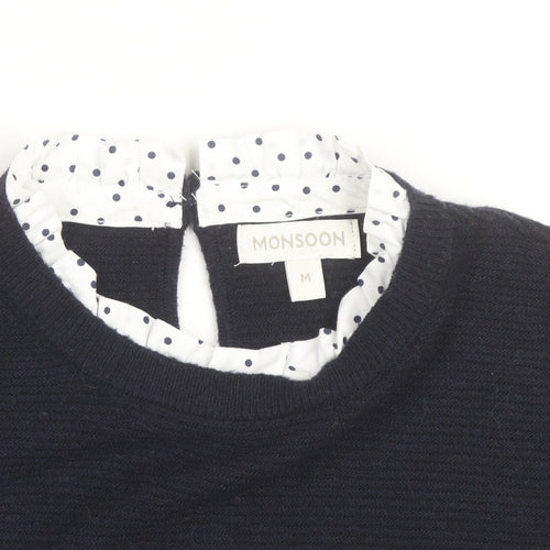 Monsoon Women's Black Crew Neck Knit Jumper M Classic Workwear