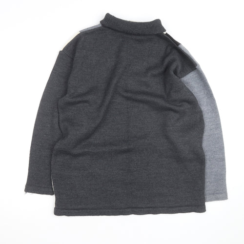 Next Women's Grey Roll Neck Argyle Wool Jumper Size L