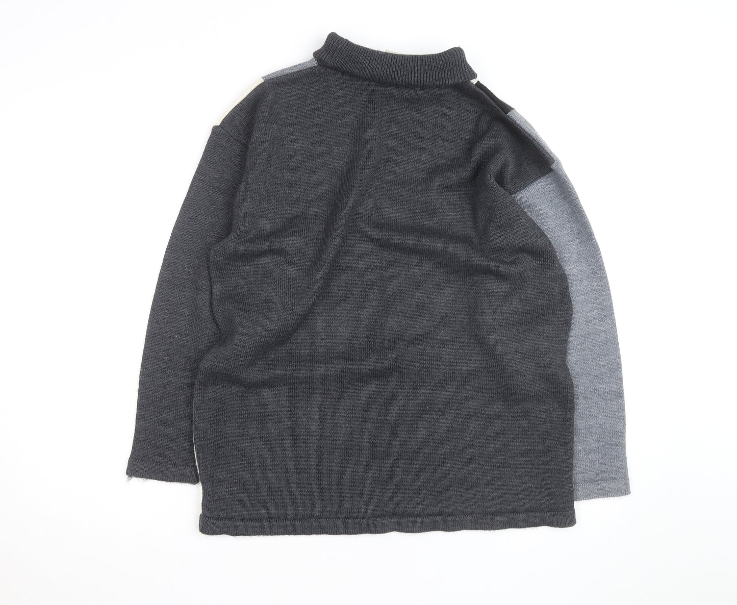 Next Women's Grey Roll Neck Argyle Wool Jumper Size L