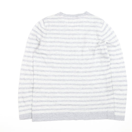 Mantaray Women Grey Floral Striped Pullover Jumper Size 14