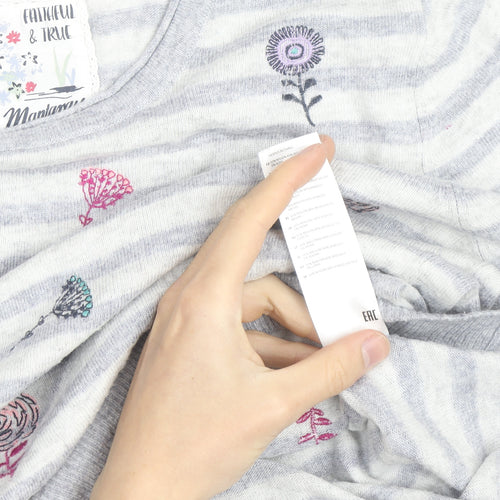 Mantaray Women Grey Floral Striped Pullover Jumper Size 14