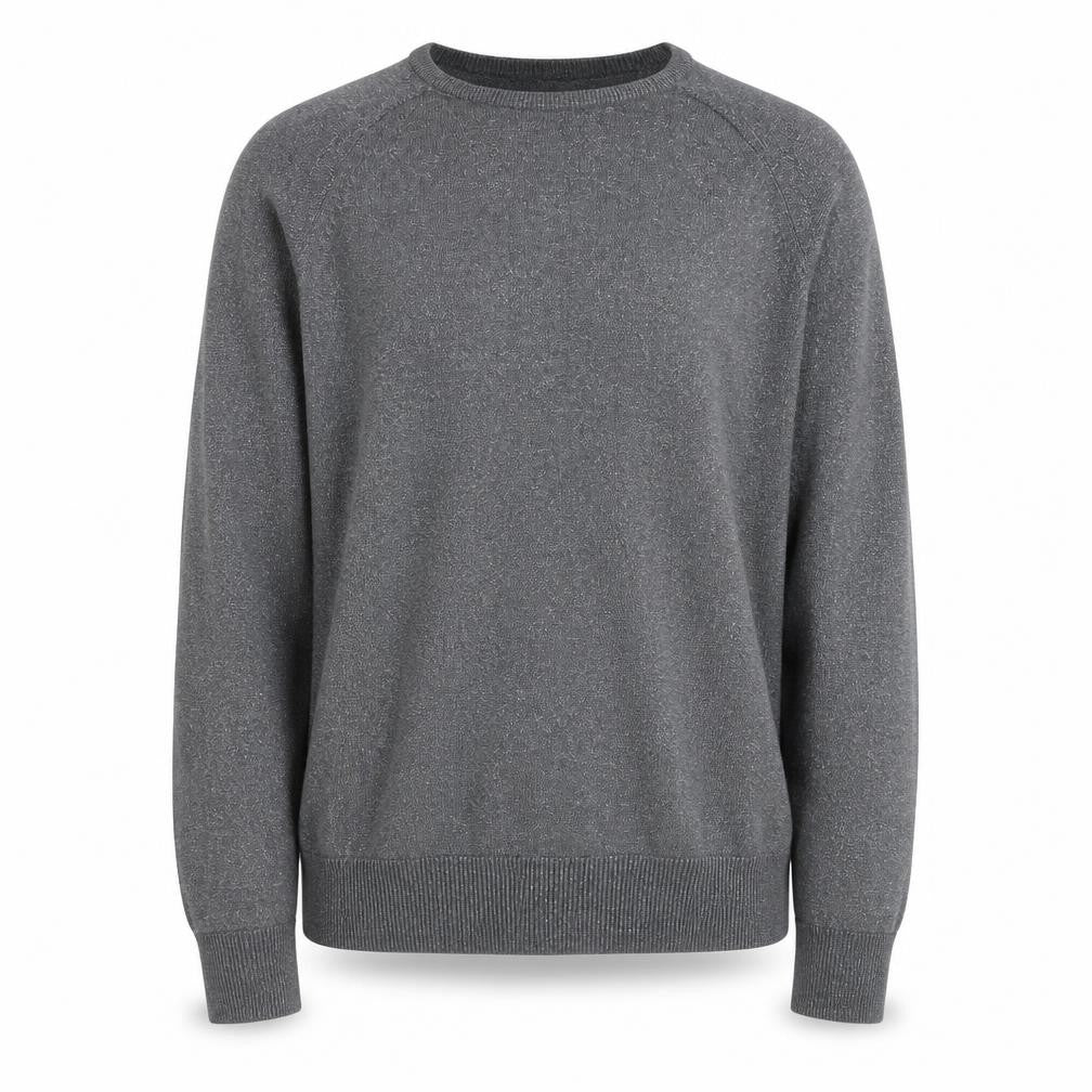 Front view of H&M Men's Grey Crew Neck jumper, size S, Regular Fit
