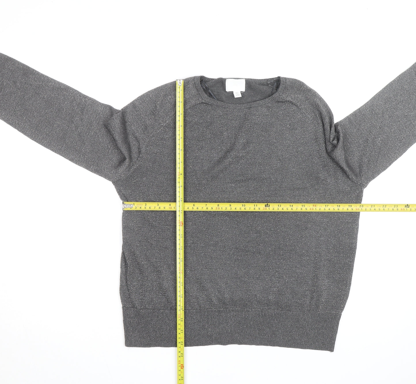 H&M Men's Grey Crew Neck Pullover Jumper Size S Regular Fit