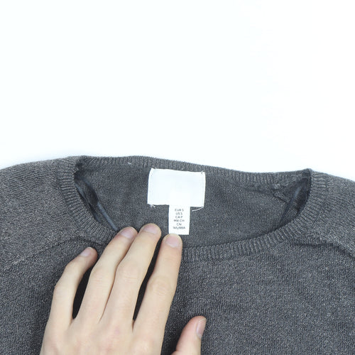 H&M Men's Grey Crew Neck Pullover Jumper Size S Regular Fit