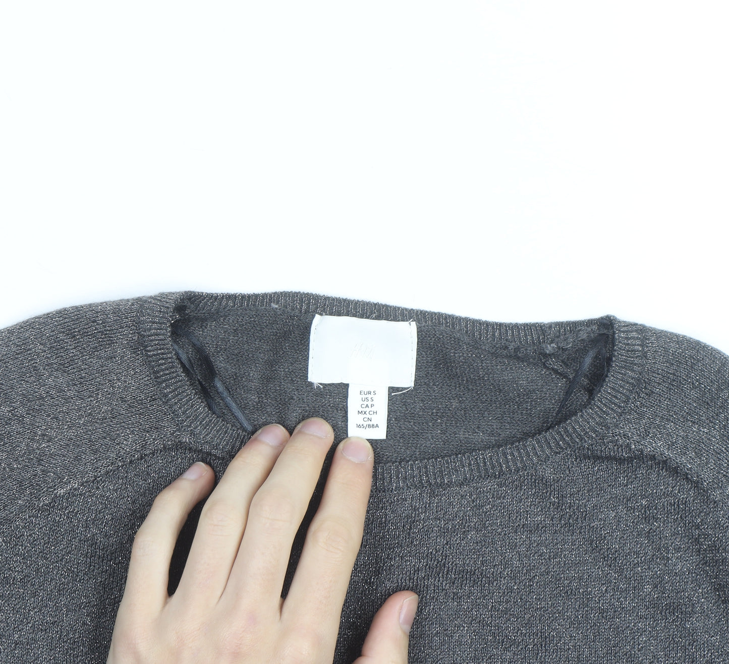 H&M Men's Grey Crew Neck Pullover Jumper Size S Regular Fit