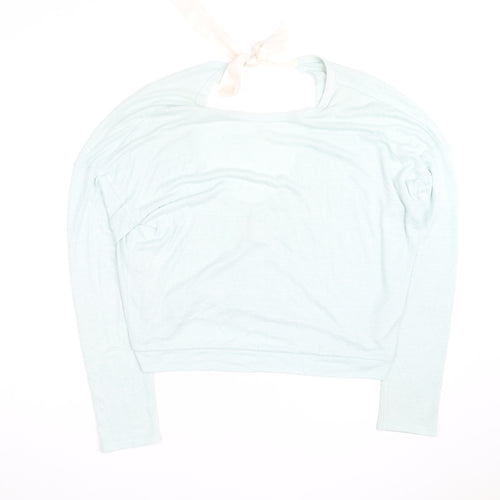 Gilly Hicks Women Light Blue Open Back Bow Tie Lightweight Jumper S