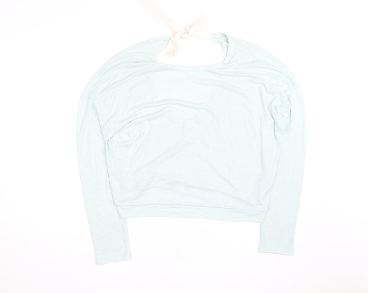 Gilly Hicks Women Light Blue Open Back Bow Tie Lightweight Jumper S