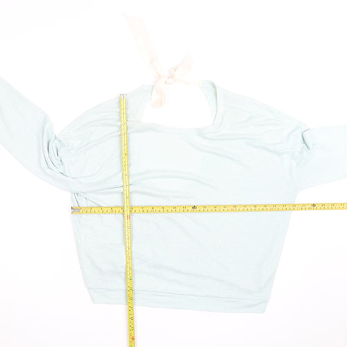 Gilly Hicks Women Light Blue Open Back Bow Tie Lightweight Jumper S