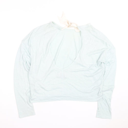 Gilly Hicks Women Light Blue Open Back Bow Tie Lightweight Jumper S