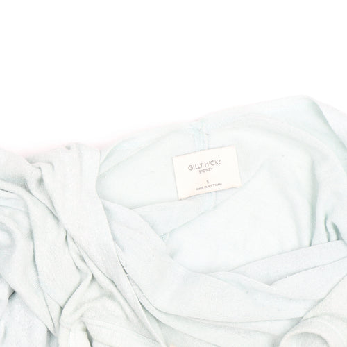 Gilly Hicks Women Light Blue Open Back Bow Tie Lightweight Jumper S