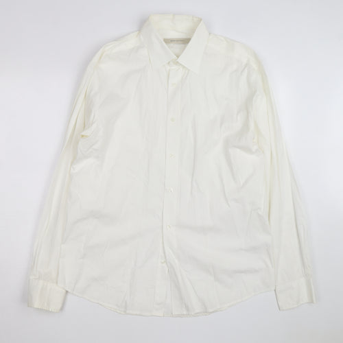 Rocha John Rocha Men's White Regular Fit Long Sleeve Button-Up Shirt L