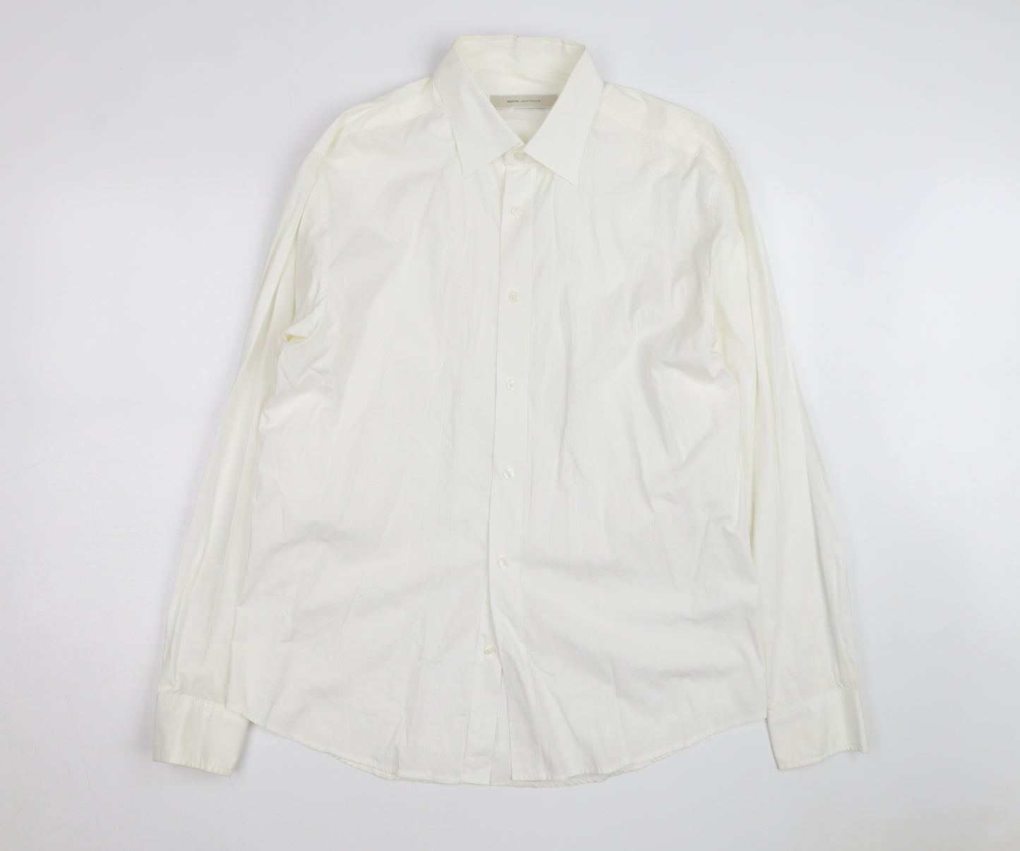 Rocha John Rocha Men's White Regular Fit Long Sleeve Button-Up Shirt L