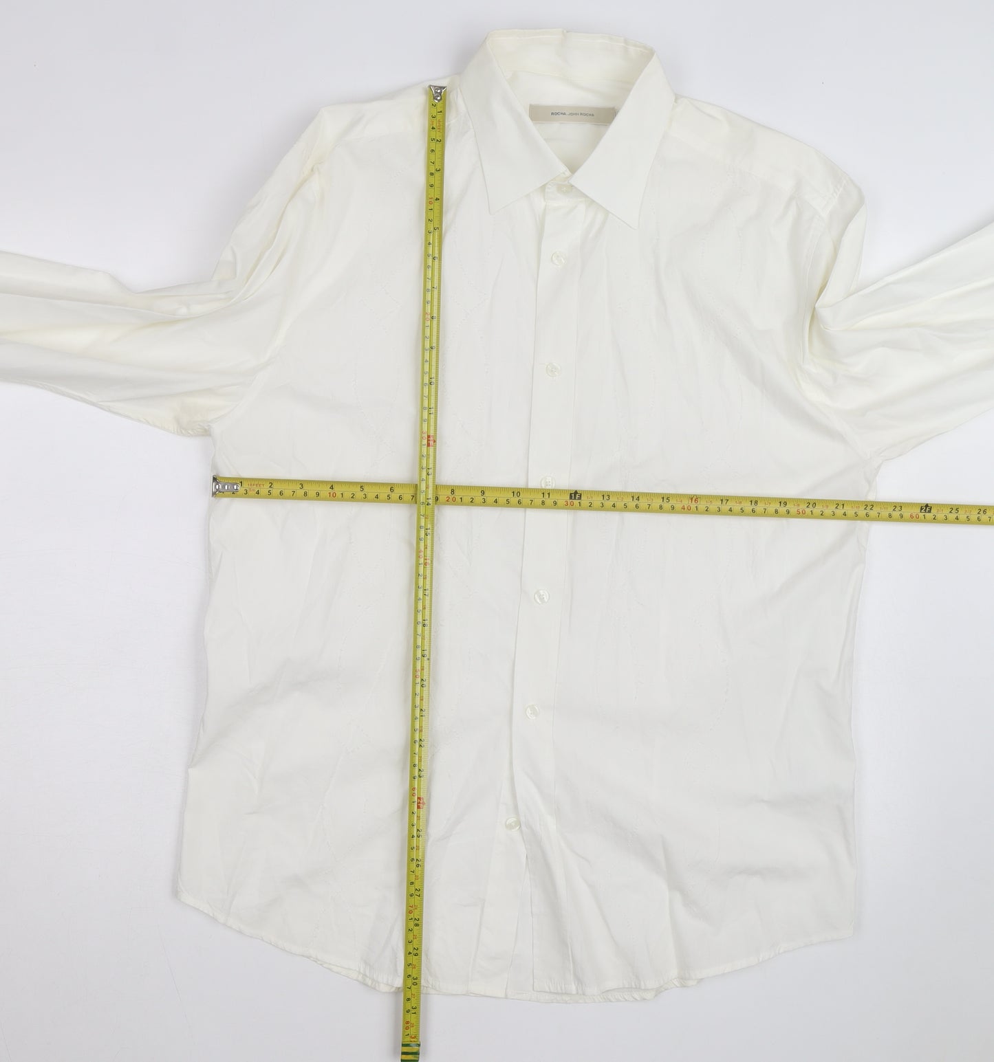 Rocha John Rocha Men's White Regular Fit Long Sleeve Button-Up Shirt L