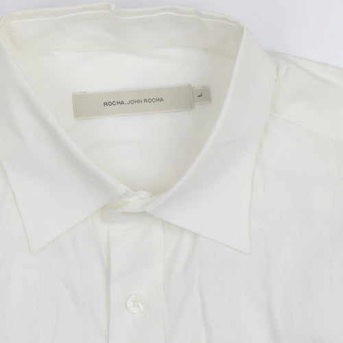 Rocha John Rocha Men's White Regular Fit Long Sleeve Button-Up Shirt L