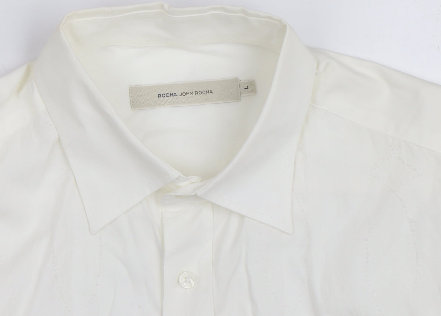 Rocha John Rocha Men's White Regular Fit Long Sleeve Button-Up Shirt L
