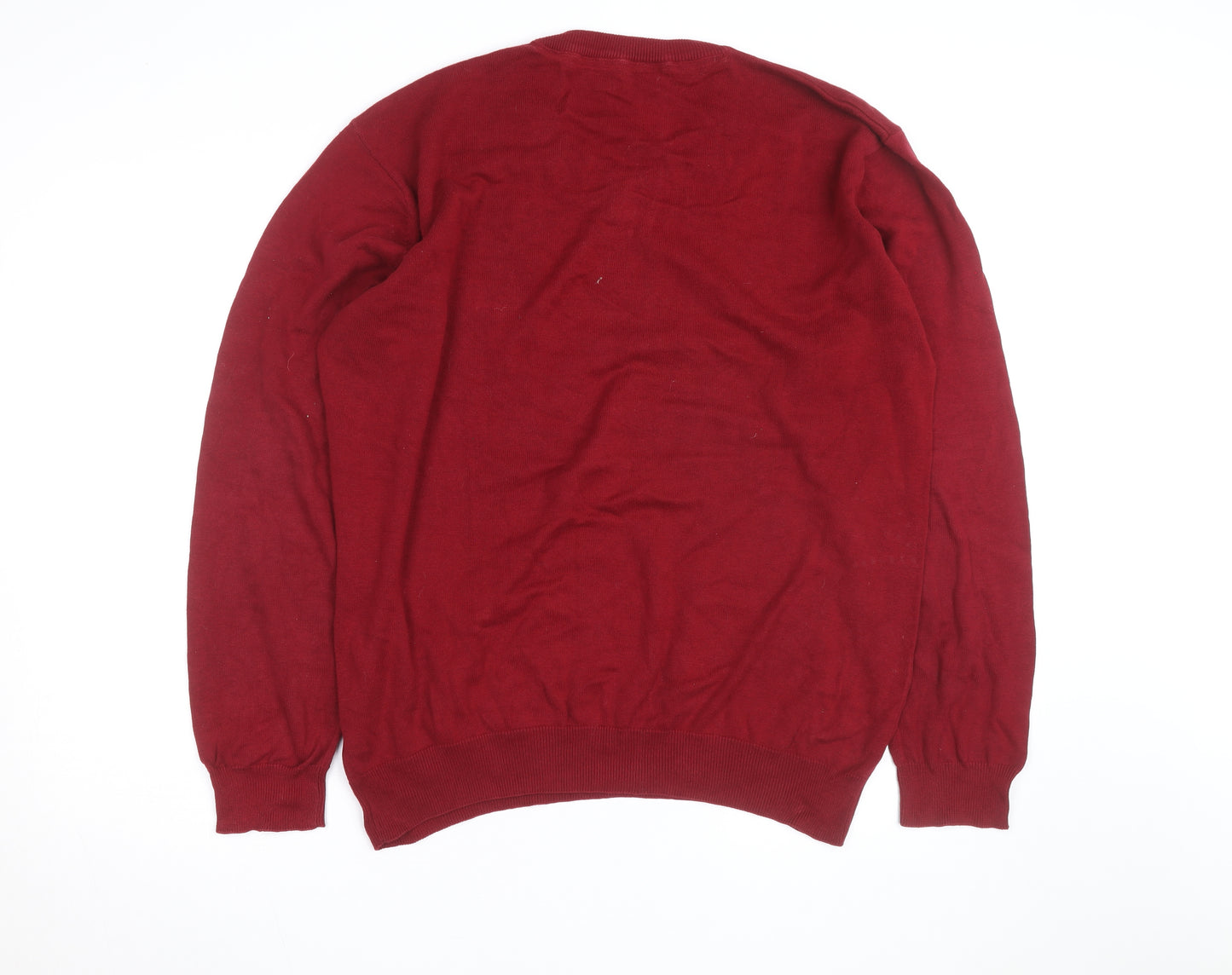 Sandstone Men's Red Cotton V-Neck Pullover Jumper Size L