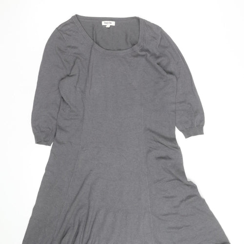 Lazy Lu Women's Grey Swing Knit Dress Size M Scoop Neck Casual