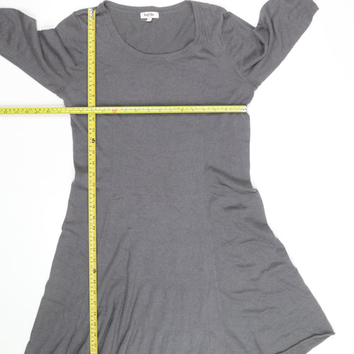 Lazy Lu Women's Grey Swing Knit Dress Size M Scoop Neck Casual