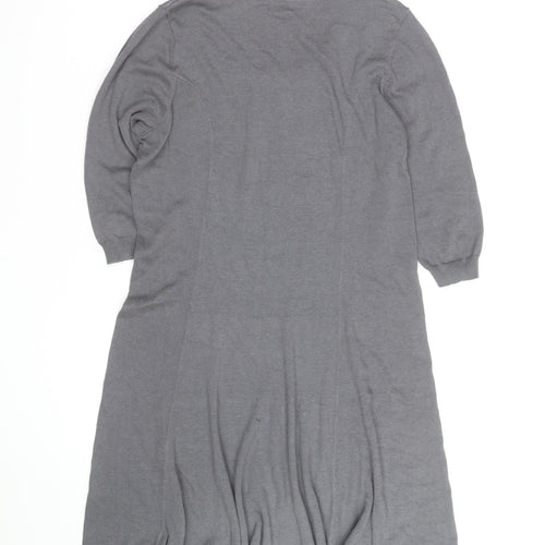 Lazy Lu Women's Grey Swing Knit Dress Size M Scoop Neck Casual