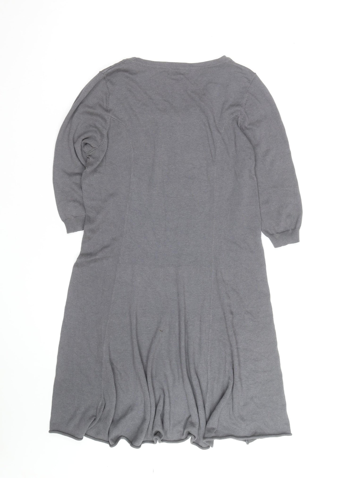 Lazy Lu Women's Grey Swing Knit Dress Size M Scoop Neck Casual