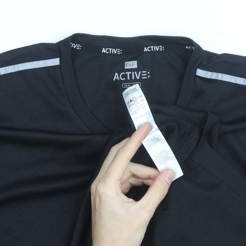 F&F Active Men's Black XL Moisture Wicking Short Sleeve Sports T-Shirt