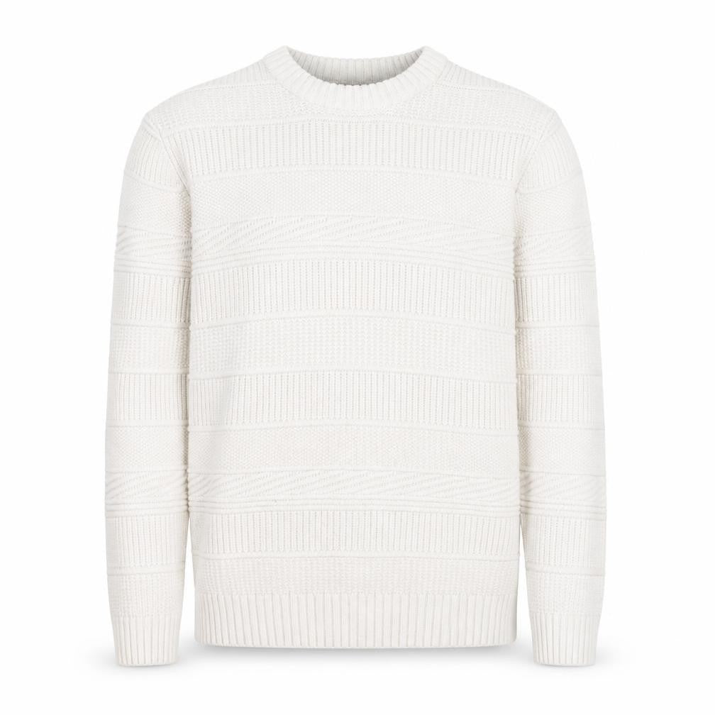 Marks and Spencer Men's Ivory Knit Cotton Blend Crew Neck Jumper M