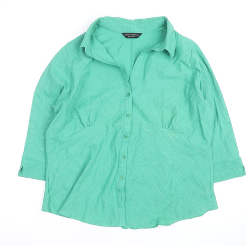 Dorothy Perkins Women's Green 3/4 Sleeve Button-Up Shirt Size 20