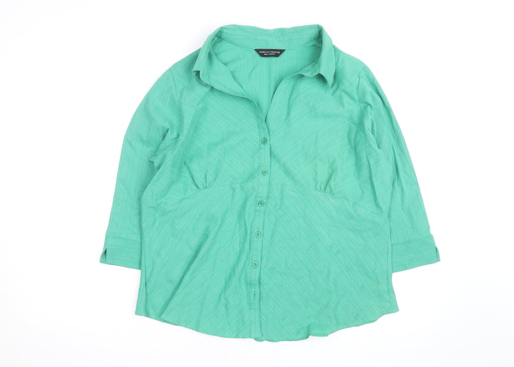 Dorothy Perkins Women's Green 3/4 Sleeve Button-Up Shirt Size 20
