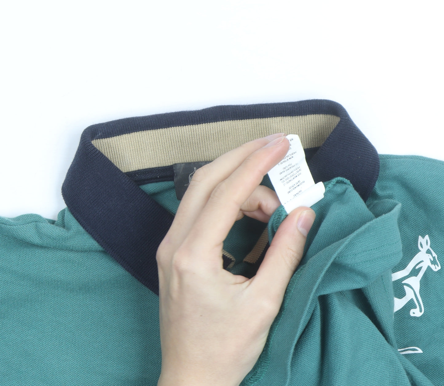 Australian Mens Green Colourblock Polo Shirt L Cotton Short Sleeve
