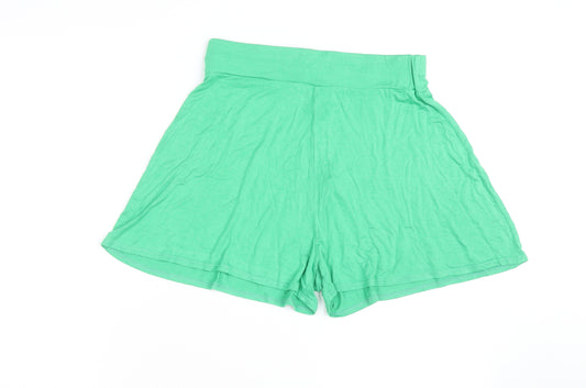 Front view of Boohoo Women Green, size 12, Biker Activewear Shorts