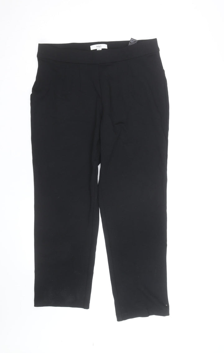 Marks and Spencer Women's Black Slim Cropped Trousers Size 14 Short