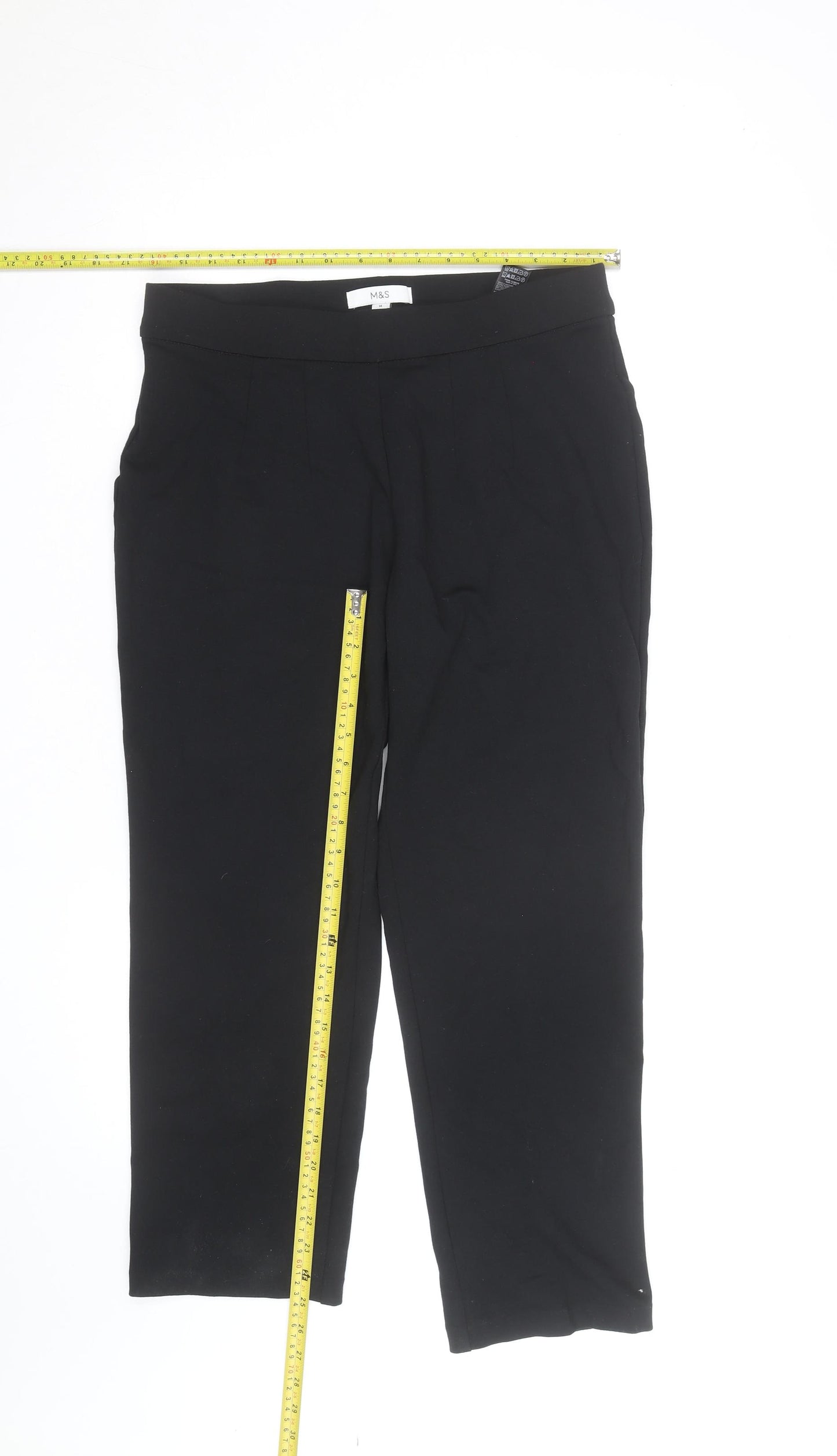 Marks and Spencer Women's Black Slim Cropped Trousers Size 14 Short