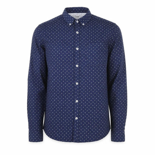 Burton Menswear London Men's Blue Geometric Long Sleeve Button-Up Shirt Size S