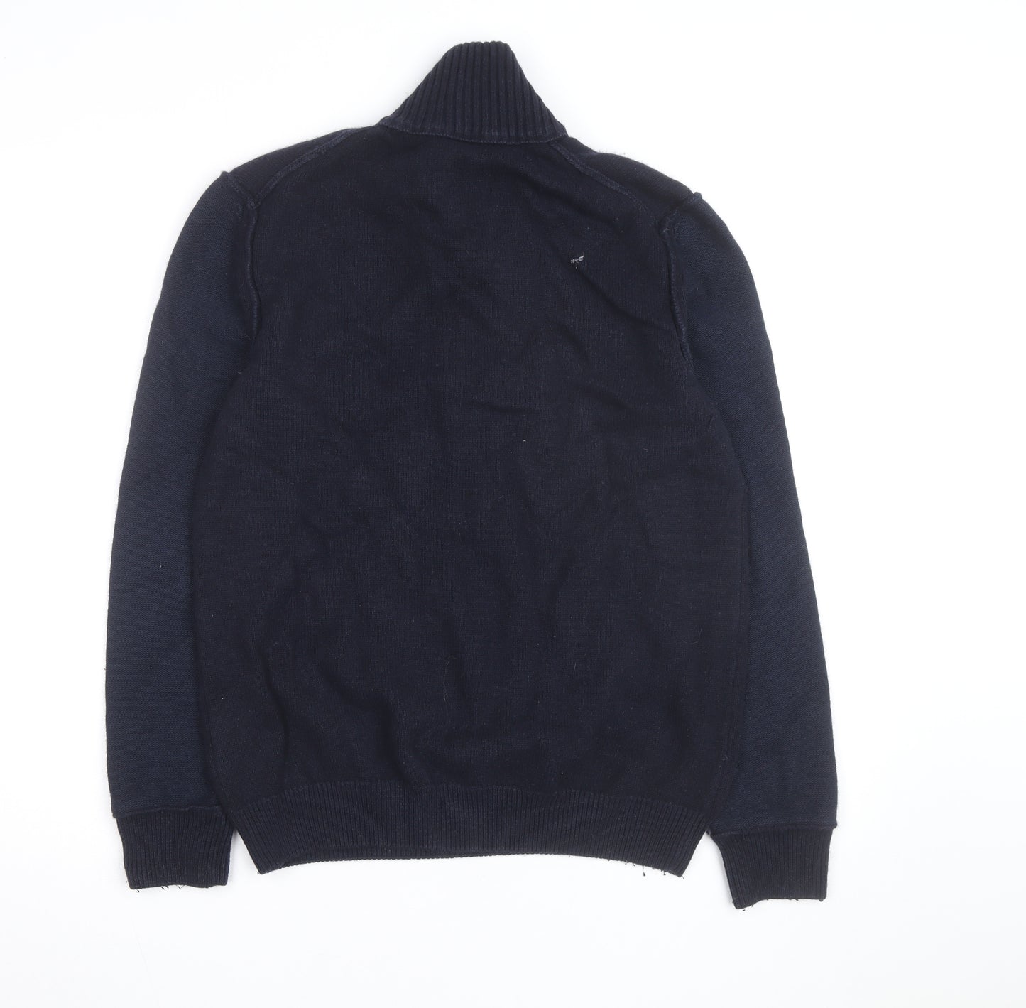 BOSS Hugo Boss Mens Blue Wool Blend Half Zip Jumper Size M