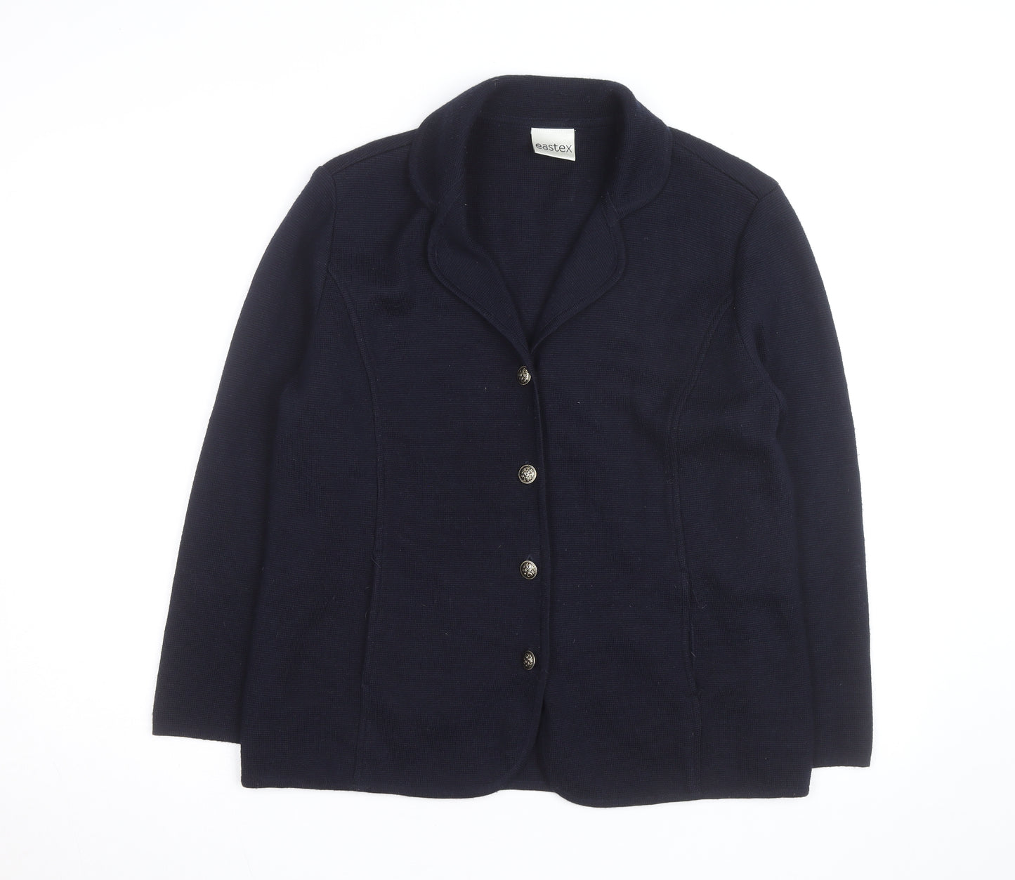 Eastex Women's Blue Collared Button Knit Cardigan Size 14