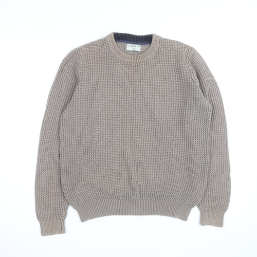 Curated Stockholm Men’s Beige Cotton Chunky Knit Jumper M